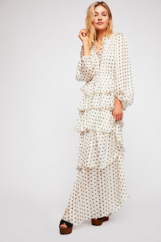 polka dot tiered maxi dress