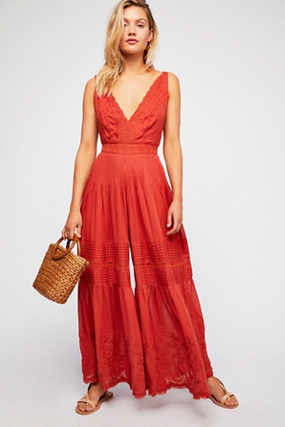 free people red jumpsuit