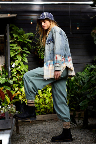 sirius plaid mixed denim jacket