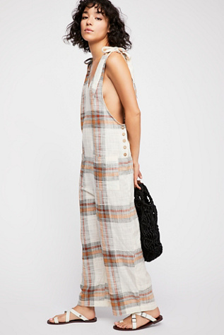 free people plaid jumpsuit