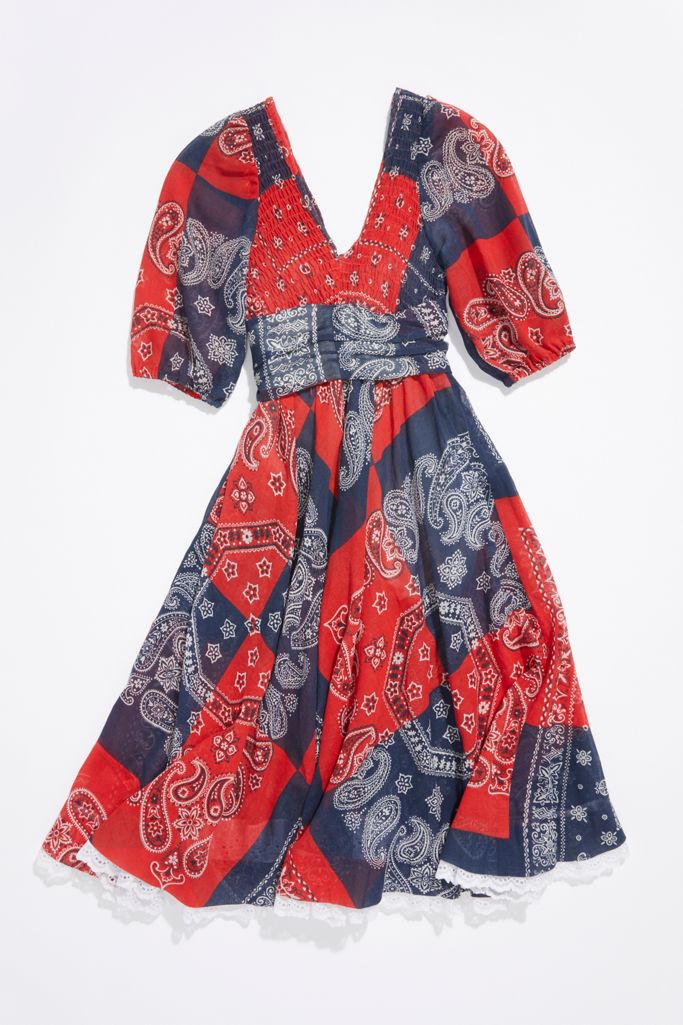 Vintage 1970s Bandana Print Dress Free People