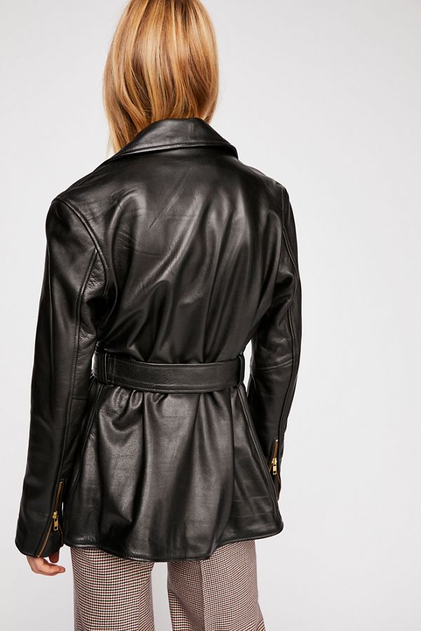 Cinched Waist Leather Tie Jacket Free People