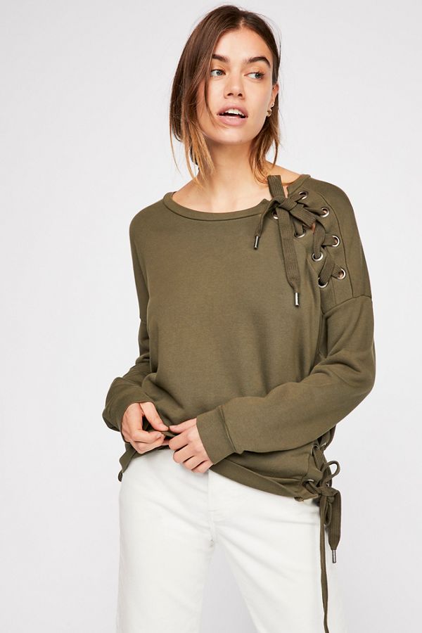 Slide View 1: Rozanne Lace-up Sweatshirt