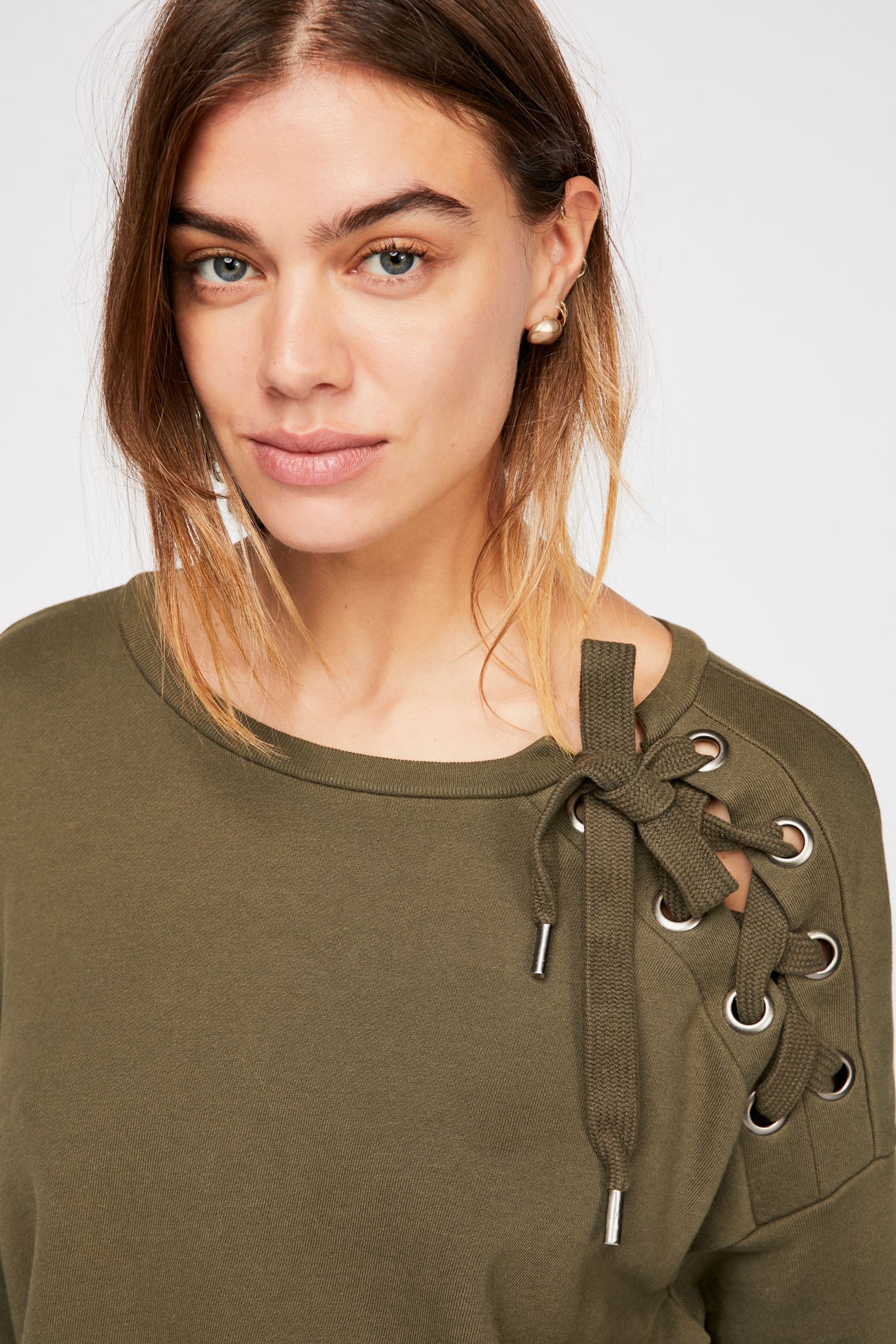 Slide View 3: Rozanne Lace-up Sweatshirt