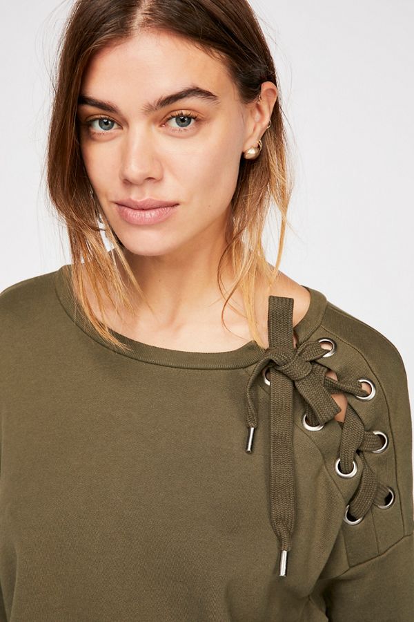 Slide View 3: Rozanne Lace-up Sweatshirt