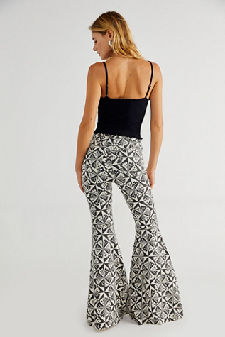 Just Float On Printed Flare Jeans