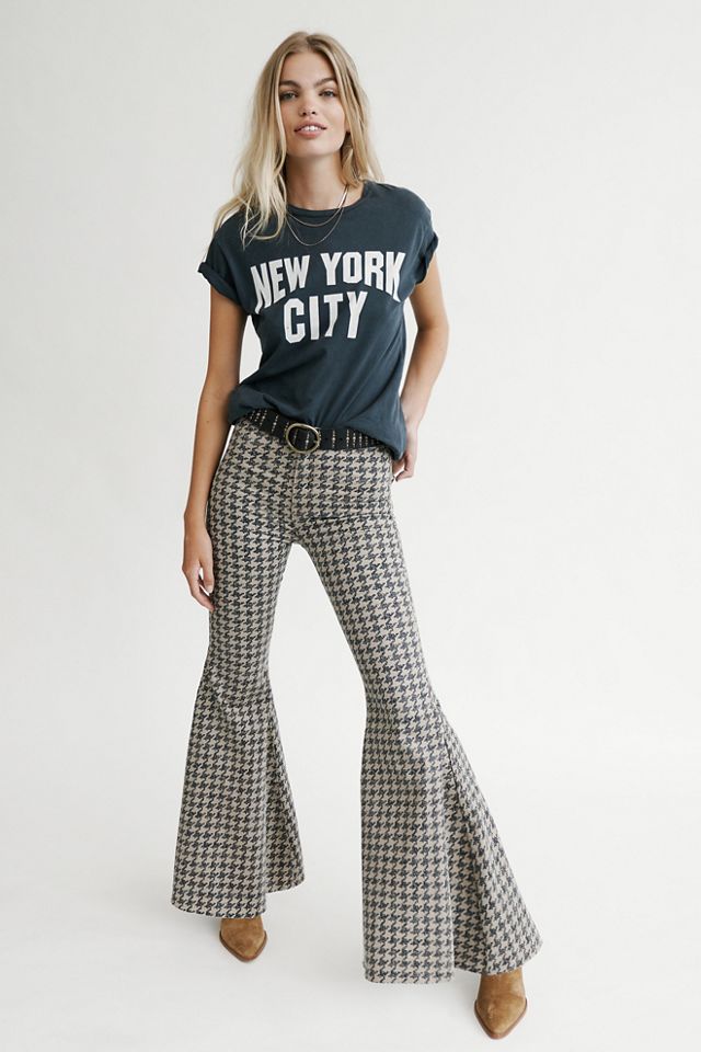 Just Float On Printed Flare Jeans Free People