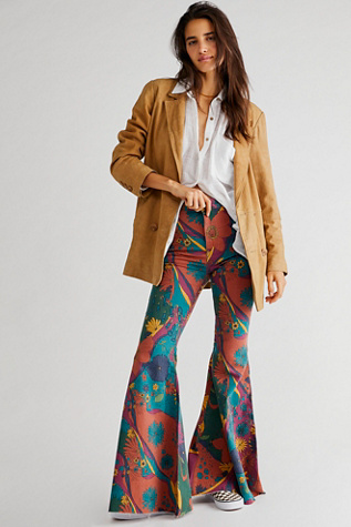 Just Float On Printed Flare Jeans