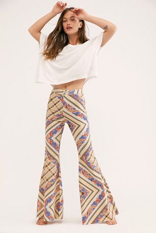 Just Float On Printed Flare Jeans