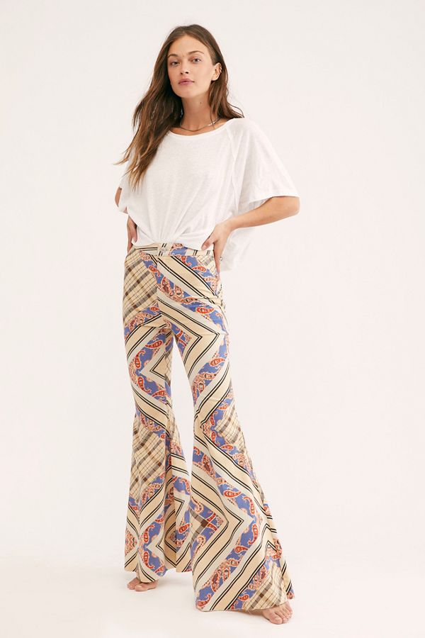 Just Float On Printed Flare Jeans