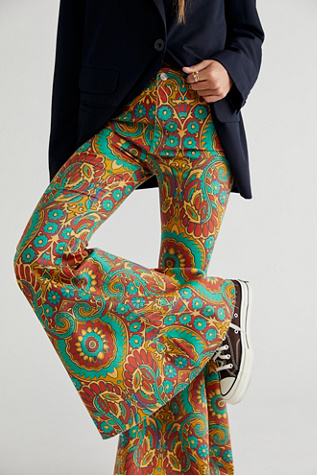 Just Float On Printed Flare Jeans