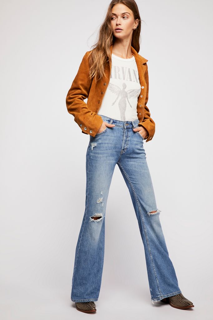 flare jeans with rips