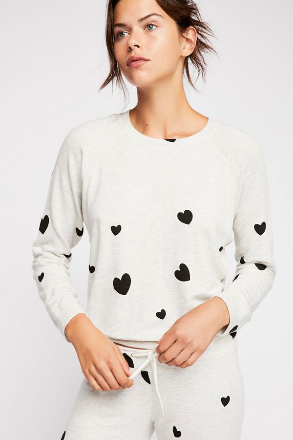Slide View 2: Super Soft Vintage Raglan Pullover With Hearts