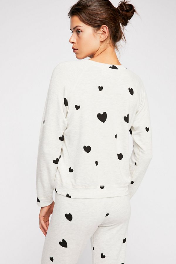 Slide View 3: Super Soft Vintage Raglan Pullover With Hearts