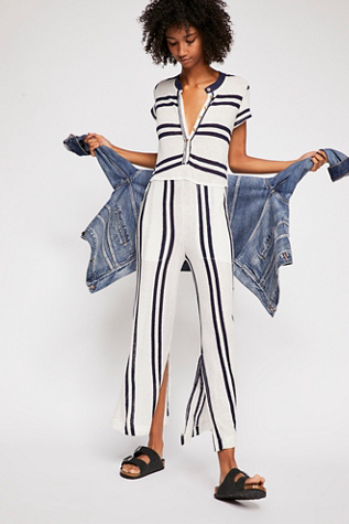 free people striped jumpsuit