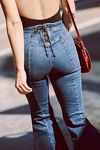 Thumbnail View 1: CRVY Super High-Rise Lace-Up Flare Jeans