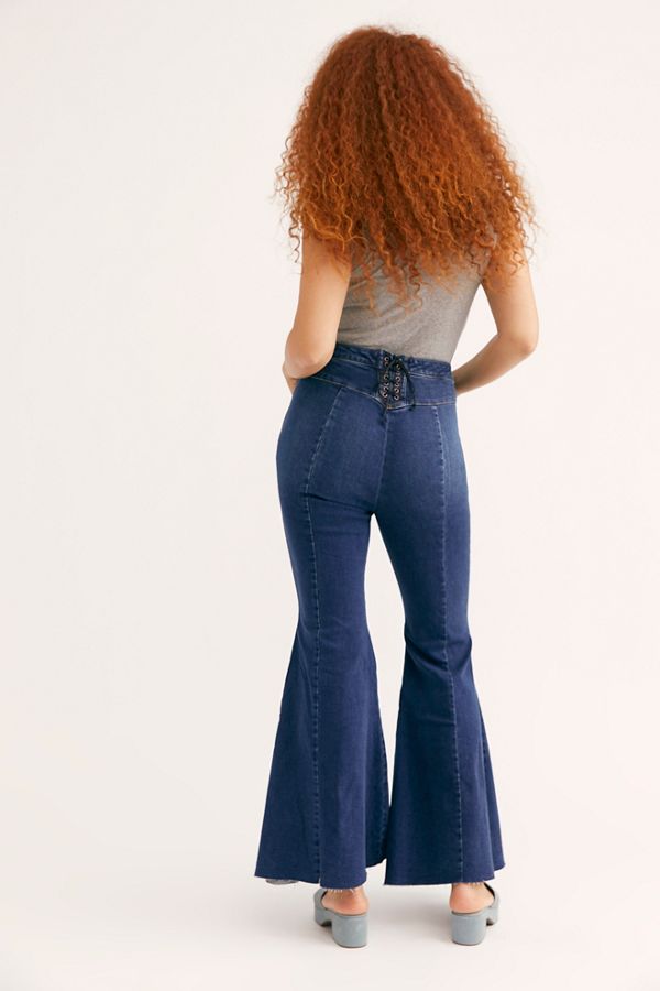 Slide View 4: CRVY Super High-Rise Lace-Up Flare Jeans