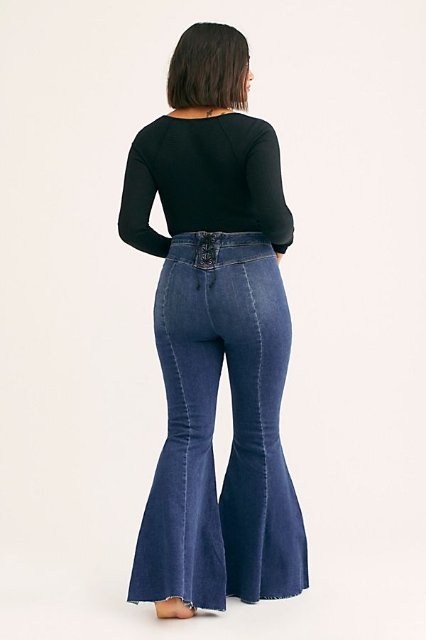 CRVY Super High-Rise Lace-Up Flare Jeans | Free People