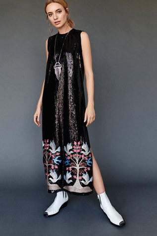 sequin embroidered maxi dress