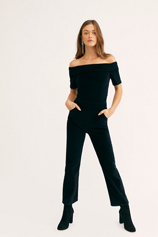 free people black velvet jumpsuit