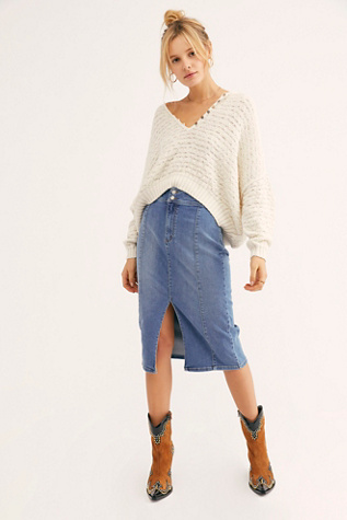 maddie denim midi skirt