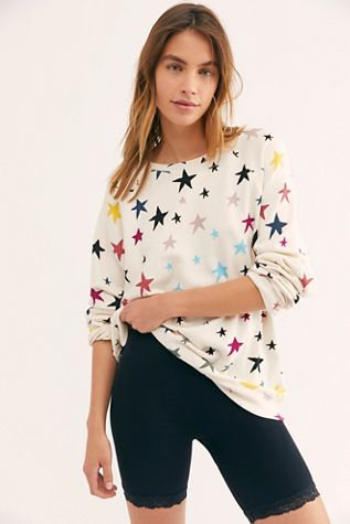 Oversized Raglan Pullover With Stars
