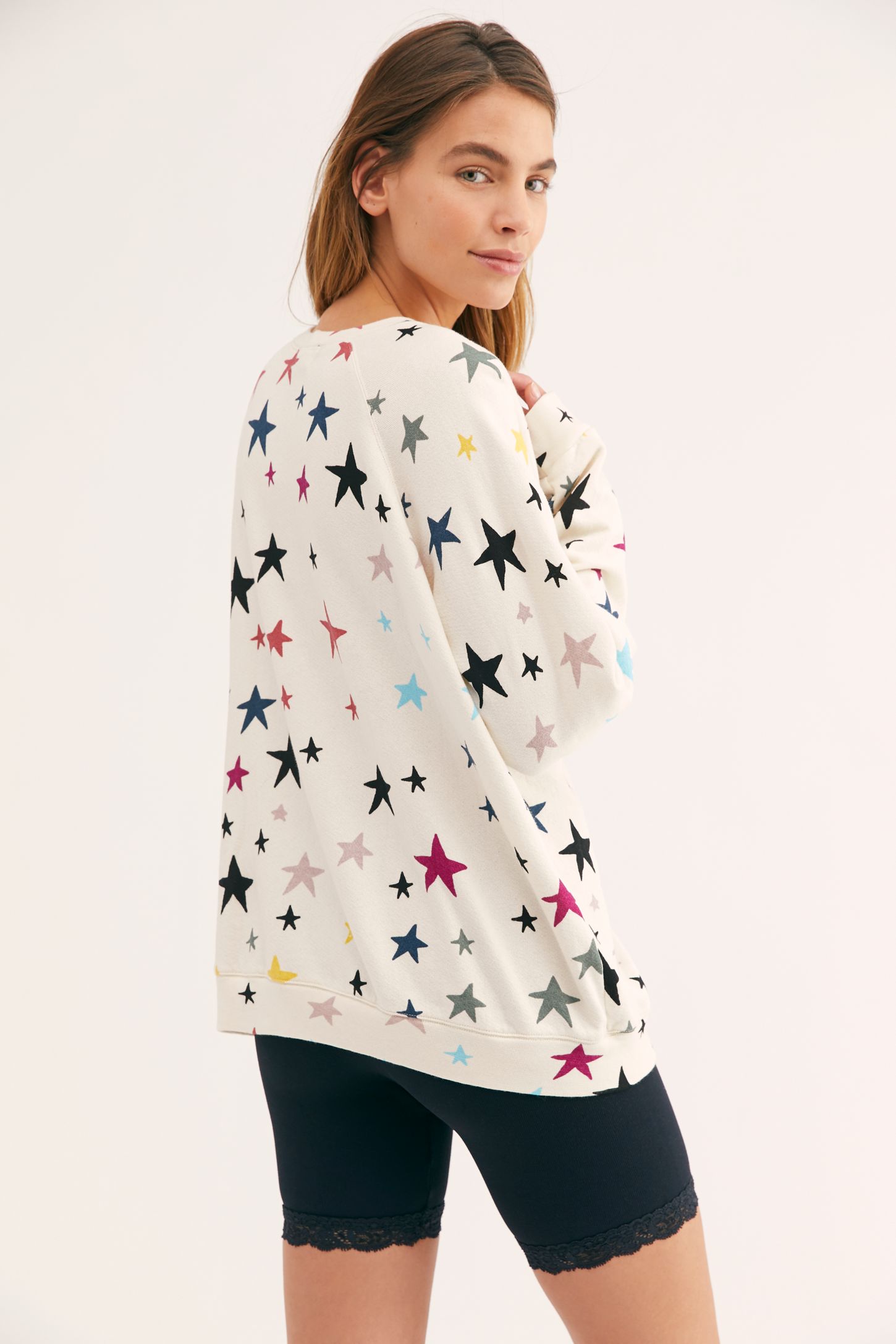 Slide View 2: Oversized Raglan Pullover With Stars
