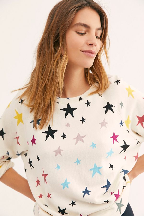 Slide View 3: Oversized Raglan Pullover With Stars