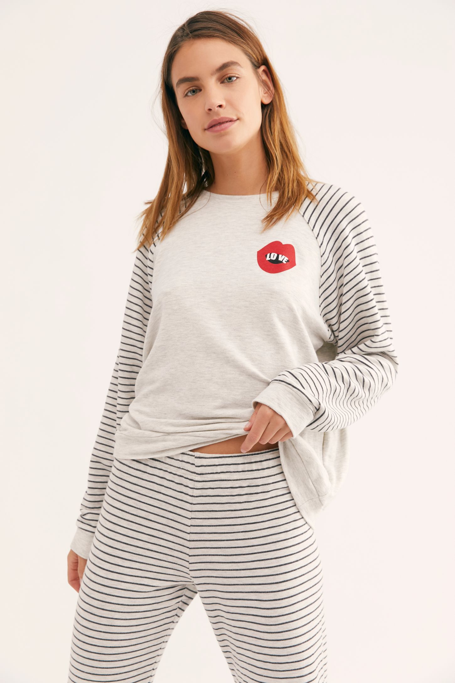 Slide View 1: Pinstripe Raglan Pullover