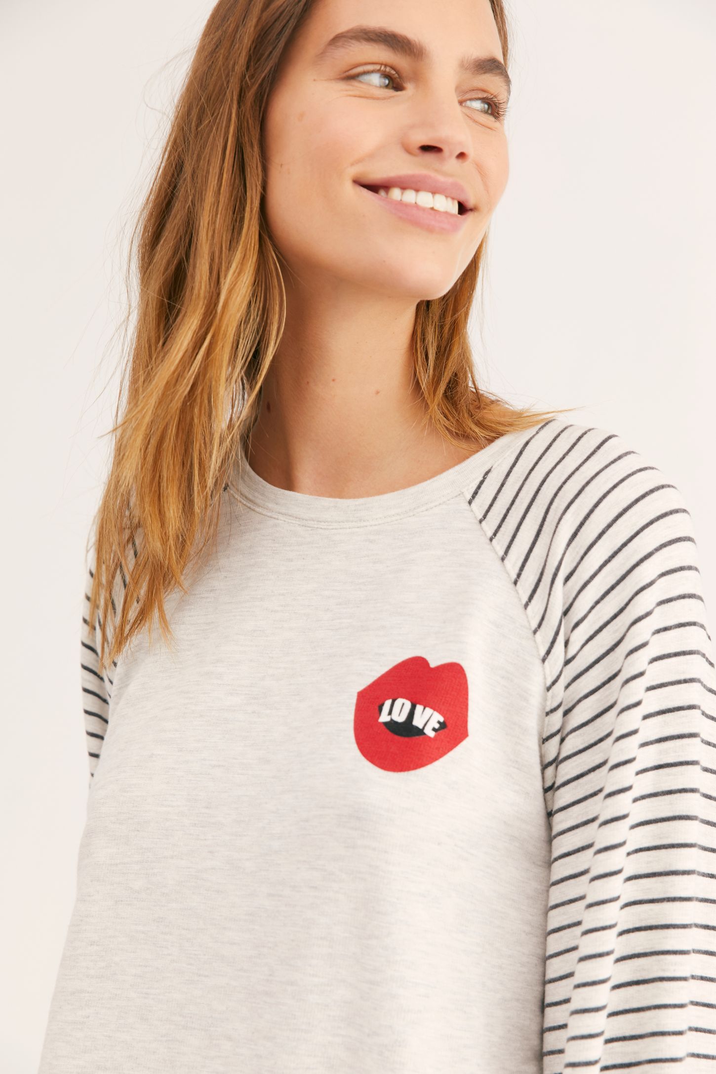 Slide View 3: Pinstripe Raglan Pullover