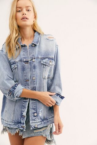 free people ramona denim trucker jacke