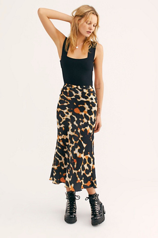 kendall satin midi skirt