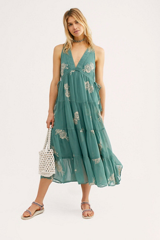 Run Away With Me Embroidered Midi Dress 