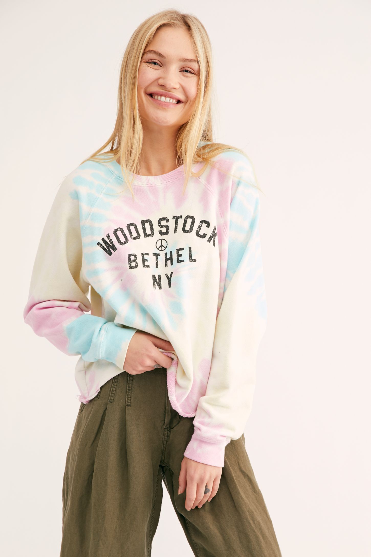 Slide View 1: Woodstock Tie Dye Graphic Sweatshirt 