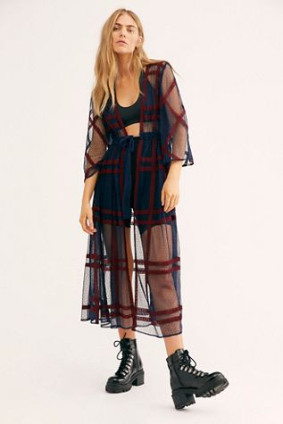 Willow Plaid Lace Kimono