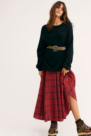 free people plaid maxi skirt