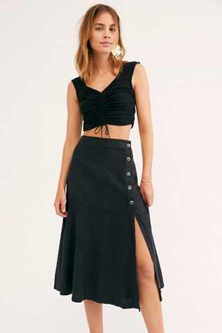 poppy flounced midi skirt