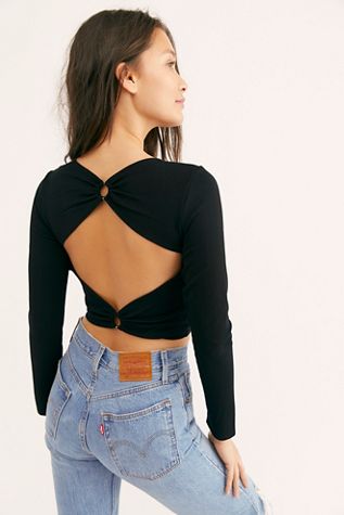 Open Back Long Sleeve Crop Top