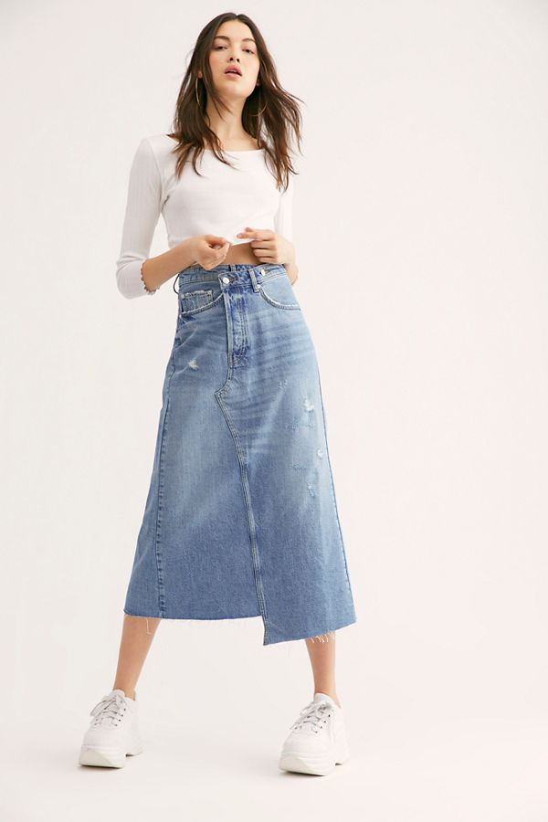 Reworked Denim Midi Skirt