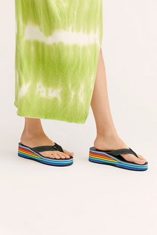 rainbow thong sandals