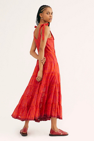 free people red midi dress