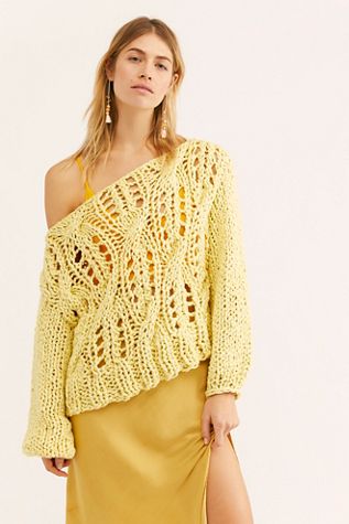 Off Her Shoulder Cable Sweater