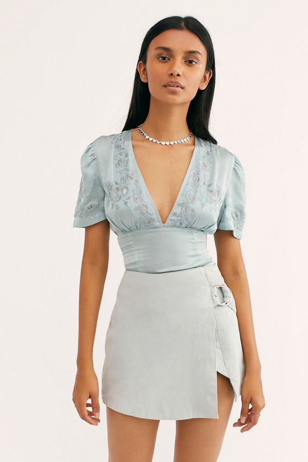 Slide View 1: Charley Suede Wrap Mini Skirt