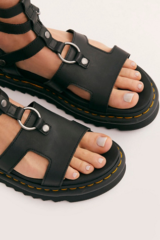 dr martens adaira gladiator leather chunky sandals in black