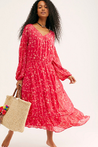 free people red midi dress