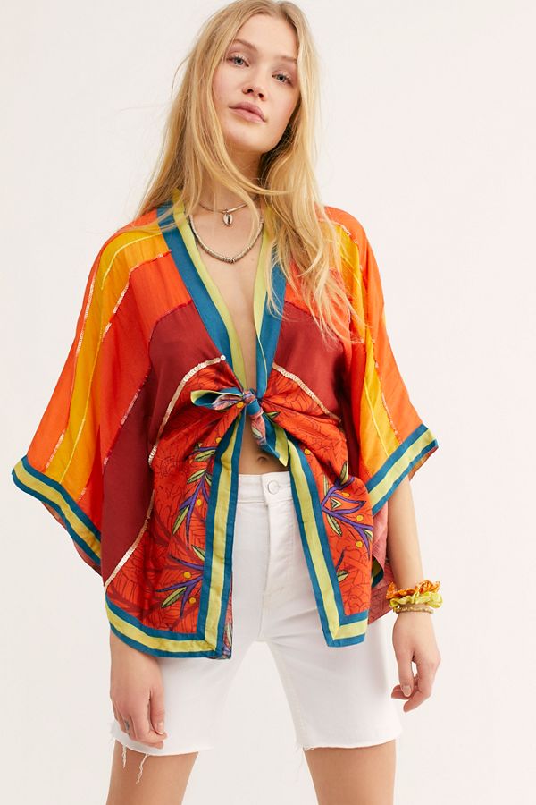 Slide View 1: Havana Stripe Cropped Kimono