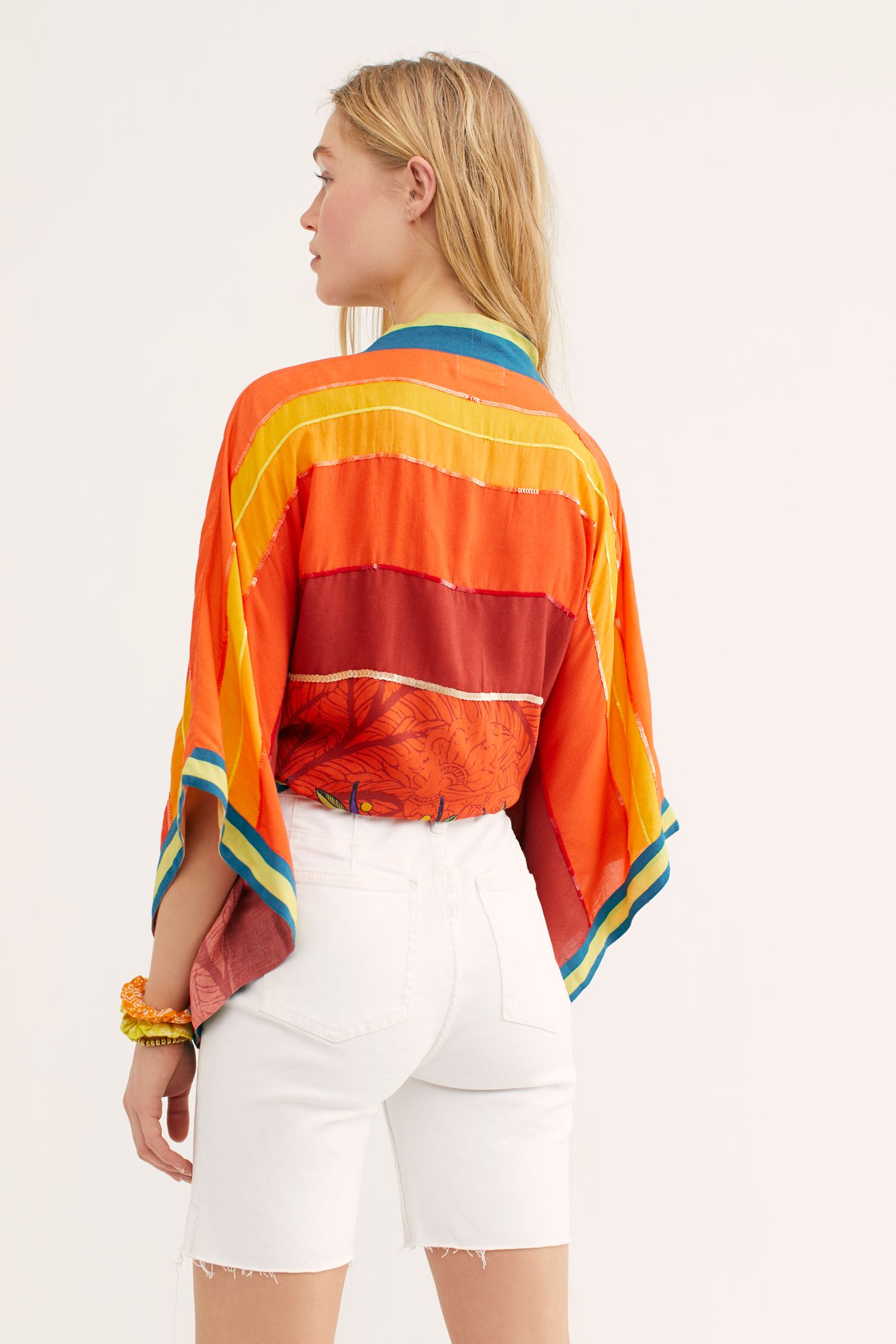 Slide View 3: Havana Stripe Cropped Kimono