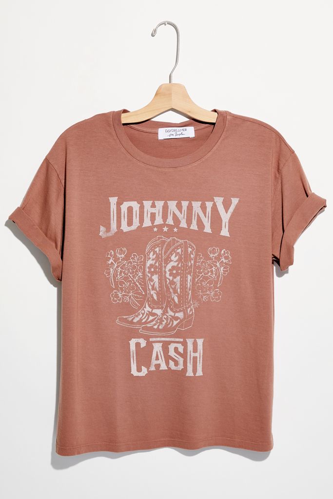 Johnny Cash faded red womens tshirt