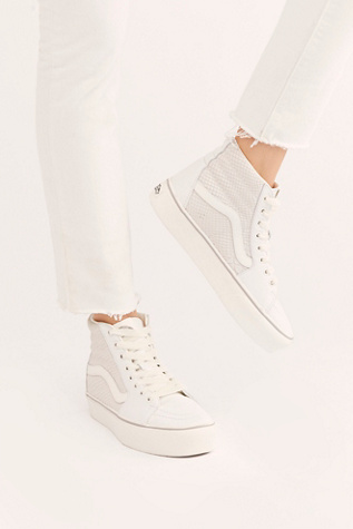 white snakeskin platform vans