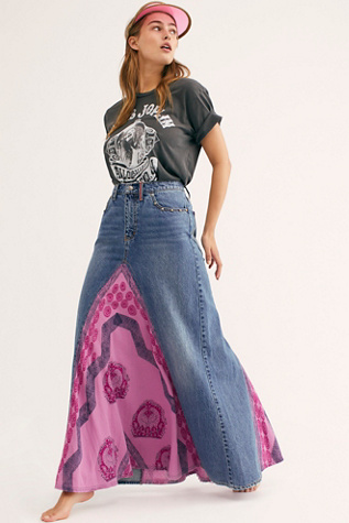 free people denim maxi skirt